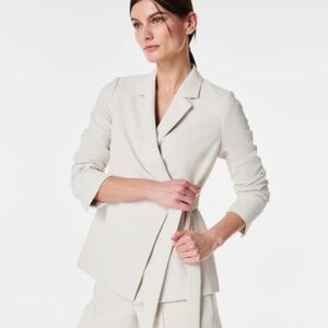 Spanx Carefree Crepe Wrap Blazer Wrinkle free Sz Large Ivory